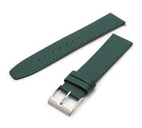 WatchWatchWatch Smooth Stitched Men's Green Leather Watch Strap 18mm Silver Buckle C088