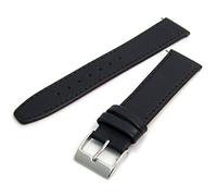 WatchWatchWatch Smooth Stitched Men's Leather Watch Strap 17mm Black Silver Buckle C088