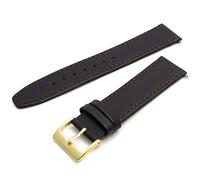 WatchWatchWatch Smooth Stitched Men's Leather Watch Strap 18mm Brown Gold Buckle C088