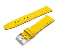 WatchWatchWatch Smooth Stitched Men's Yellow Leather Watch Strap 20mm Silver Buckle C088