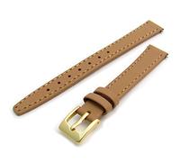 WatchWatchWatch Taupe Smooth Stitched Ladies' Leather Watch Strap 12mm Gold Buckle C088