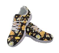 Watdotory Abstract Bee Daisy Print Women's Comfortable Sport Sneakers with EVA Midsole for Casual Daily Use Lightweight Breathable Slip-On Design