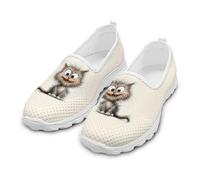 Watdotory Breathable Walking Shoes Ladies Non Slip Sole Athletic Fashion Sneakers Mesh Casual Summer Beach Lightweight Funny Kitty Print