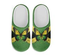 Watdotory Butterfly Jamaican Flag Indoor House Slippers Anti-slip Non-slip Close Toe Rubber Sole Comfortable Sole Lightweight Easy On Slippers