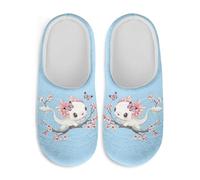 Watdotory Cherry Blossom Cute Axolotl Bride Slippers Soft Plush Fuzzy Comfy Non Slip Indoor Outdoor House Shoes Warm Cozy Memory Foam Sole Lightweight Cute