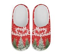 Watdotory Christmas Tree Design Bride Slippers Soft Plush Fuzzy Comfy Non Slip Indoor Outdoor House Shoes Warm Cozy Memory Foam Sole Lightweight Cute