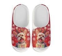 Watdotory Christmas Yorkshire Terrier Bride Slippers Soft Plush Fuzzy Comfy Non Slip Indoor Outdoor House Shoes Warm Cozy Memory Foam Sole Lightweight Cute