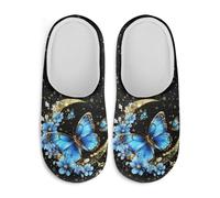 Watdotory Classic Butterfly Moon Bride Slippers Soft Plush Fuzzy Comfy Non Slip Indoor Outdoor House Shoes Warm Cozy Memory Foam Sole Lightweight Cute