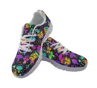 Watdotory Colorful Butterfly Mushroom Print for Women Anti-Skid Tennis Shoes Sport Sneakers Breathable Upper Lightweight Comfortable Outdoor Daily Use