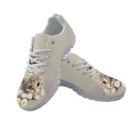 Watdotory Cute Kitty Daisy Print Unisex Lace-Up Running Trainers with Anti-Skid Sole Road Running Lightweight Breathable for Outdoor Sports