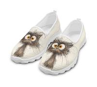 Watdotory Minimalist Running Sneakers Slip on Walking Shoes Non-Slip Mesh Casual Fashion Women Tennis Comfortable Art Kitty Print