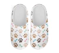 Watdotory Paw Print Bone Pattern Bride Slippers Soft Plush Fuzzy Comfy Non Slip Indoor Outdoor House Shoes Warm Cozy Memory Foam Sole Lightweight Cute