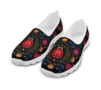 Watdotory Slip on Walking Shoes Women Loafers Shoes Non-Slip Mesh Casual Fashion Women Tennis Sport Comfortable Cartoon Ladybug Print
