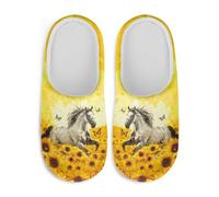 Watdotory Sunflower Butterfly Horse Women's Home Slippers Soft Plush Fuzzy Comfy Non Slip Indoor Outdoor House Shoes Warm Cozy Memory Foam Sole Lightweight