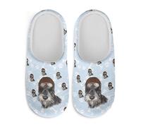 Watdotory Women's Slippers Plush Warm Fuzzy Slip On Keep Warm Cozy Comfy Indoor House Winter Soft Sole Slippers, Cute Dog Bone Paw Print, 4.5-5.5 Wide