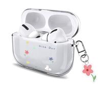 Watefull Case Cover for AirPods Pro 3 Cute with Keychain Carabiner 2025, Clear Air Pods Pro 3 Case Cartoon Anime Kawaii Pattern Soft Cover with Ornament for Kids Boys Girls Women(Duck&Flower)