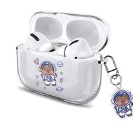 Watefull Case Cover for AirPods Pro 3 Cute with Keychain Carabiner 2025, Clear Air Pods Pro 3 Case Cartoon Anime Kawaii Pattern Soft Cover with Ornament for Kids Boys Girls Women(Space Bear)