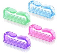 WATELL 4 Pcs Nail Brush for Everyday Use - 4 different kinds of Nail Brushes with Plastic Handle For Cleaning Nails - Easy to Use Brushes - Nail Cleaning Scrubbing Brush for Hands Feet Nails