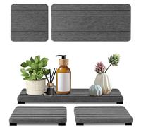 Water Absorbent Stone Tray, Instant Dry Diatomite Stone Sink Tray, Kitchen Sponge Soap Dish, Quick Dry Countertop Tray, 8 x 4 Inch and 4 X Set of 3