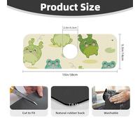 Water Absorbing Sink Pad for Kitchen and Bathroom, Frog Splash Guard Mat Non-Slip Washable Sink Mat for Bathroom 15"X5.5"