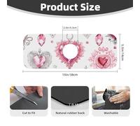 Water Absorbing Sink Pad for Kitchen and Bathroom, Pink Diamond Romantic Valentines Day Splash Guard Mat Non-Slip Washable Sink Mat for Bathroom 15"X5.5"