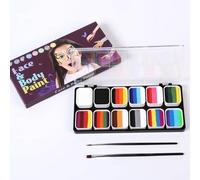 Water Activated Face Paint Set for Kids 12 Color Non with 7 Brushes | Soap & Water Removal, Non- Kids Makeup, Compact Case, Multi-Shade Split Cakes for Easy Blending, for, 22x11x3 cm
