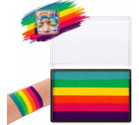 Water Activated Face Painting Makeup 25g, Rainbow 6 Color Compact Palette, Quick Drying Washable Paint for Halloween Cosplay Stage Art Design