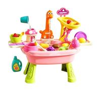 Water Activity Table - Cute Dinosaur Faucet Play Food Accessories - Kids Water Sand Activity Sensory Playset - for Preschoolers Boys Girls Aged 3+, Beach Backyard Pool Interaction