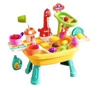 Water Activity Table - with Faucet Vegetable Tableware Toy - Kids Water Sand Activity Sensory Playset | for Boys Girls Beach Backyard Pool Game Role Play Cooking
