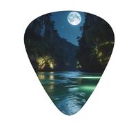 water and bright moonGuitar Picks, 12-Piece Pattern Set, Three Different Thicknesses for Acoustic Electric Guitar and Other Instruments