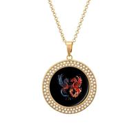 Water And Fire Dragon Womens Necklace Round Jewelry Diamond Pendant Necklaces for Party
