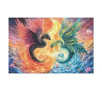 Water And Fire Dragons Facing Off 1000 Piece Count Premium Jigsaw Puzzle For Adults Teens 14+ Concentration Training Indoor Game Family Game Night Creativity Gift Giving 1000 PCS