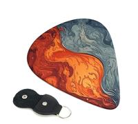 Water And Fire Pattern 6 Pack Guitar Picks With Holder, Personalized Guitar Plectrums Non-Slip Portable Ukulele Bass Picks 0.96mm For Acoustic Guitar Lovers Gifts