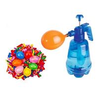 Water Balloon Inflator - 1.5L Balloon Pump with Pressure Fill Feature | Hand Inflator with 500 Balloons Set | Type Outdoor Game | Quick Fill Station for Kids Party Travel Beach Water Fight