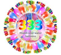 Water Balloons, 333 Pieces Quick-Fill Assorted Water Balloons with Hose Nozzle, Water Bombs Self Sealing Colorful Splash Water Balls for Family Garden Beach Swimming Pool Party -A
