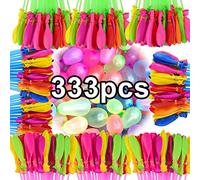 Water Balloons, 333Pcs Self-tying Rapid Fill Water Balloons, 9 Water Balloon Bunches Self Sealing Colorful Splash Water Balls for Beach Party