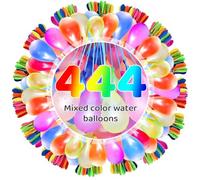 Water Balloons, 444 Pieces Quick-Fill Assorted Water Balloons with Hose Nozzle, Water Bombs Self Sealing Colorful Splash Water Balls for Family Garden Beach Swimming Pool Party -A