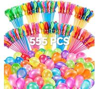 Water Balloons, 555 Pieces Quick-Fill Assorted Water Balloons with Hose Nozzle, Water Bombs Self Sealing Colorful Splash Water Balls for Family Garden Beach Swimming Pool Party -A