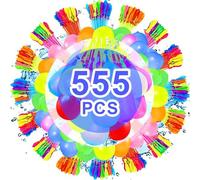 Water Balloons Self Sealing, 555PCS Quick Fill Water Bombs with 3 Tap Connectors, Reusable Balloons for Kids Adults Easy Fill, Colourful Balloon for Beach Pool Party Outdoor Fight Summer Games