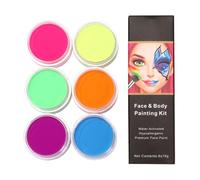 Water Based Face Paint Kit Fluorescent Body 6 4 2oz | Water activated formula for even blending, suits beginners and cosplay makeup artists, natural ingredients won't itch or