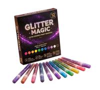 Water Based Glitter Art Markers 12 Shades for Journal Decoration Card Making Sketch and Creative Paper Project Work with ABS Bodies Glitter Journaling Markers Card Making Pens Paper Project