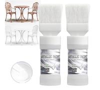 Water Based Metallic Silver Paint with Built In Brush, Anti Rust Metal Coating, Quick Drying Brush On Metal Paint, Rust Resistant Coating for Iron Gates, Protective Finish for Iron Railings (2*White)