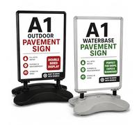 Water-Based Pavement Sign with Snap Frame - Double-Sided Outdoor Forecourt Display Board with Wheels - Heavy Duty A-Board Poster Stand for Shops (Black)