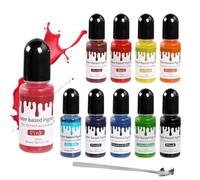 Water-Based Pigment - 10 Colours Colour Pigments for Casting Powder - Concentrated Liquid Paint Set for Concrete Plaster - Plaster for Casting & Resin Casting - 10 ml Each