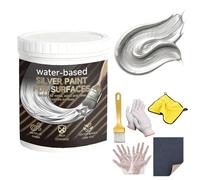 Water-Based Silver Paint for Metal and Wood, Quick-Dry Metallic Silver Paint with Rich Coverage for Furniture, Doors, Cabinets, Crafts, DIY Decor and Indoor Outdoor Use (300g)