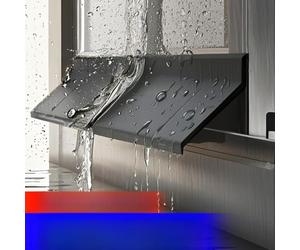 Water-Blocking Window Sealing Strip for Sliding & Casement Sash, TPE Rainproof Weatherstrip with 135° Drainage Angle, Self-Adhesive 4.3 cm x 1 m Black Strip