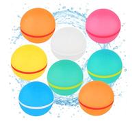 Water Bombs Reusable 8 Pieces Water Balloons Self-Closing Water Toys with Mesh Bag Refillable Silicone Water Bombs Magnetic Suitable for Children, Adults, Balls, Pool, Garden