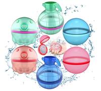 Water Bombs Reusable, Pack of 6 Water Bombs, Self-Closing, Reusable Water Balloons, Water Bombs, Magnetic Water Bombs, for Game Pool Toy, Outdoor Toy