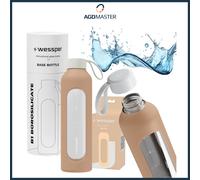 Water Bottle 1L Glass Wessper B1 BOROSILICATE Powder Pink with Silicone Case ...