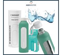 Water Bottle 1L Glass Wessper B1 BOROSILICATE Lagoon with Silicone Case BPA Free